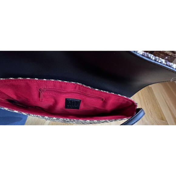 City DKNY Womens Woven Tweed Baguette Purse Black/Brown Small Shoulder Bag  Y2K - Picture 5 of 7